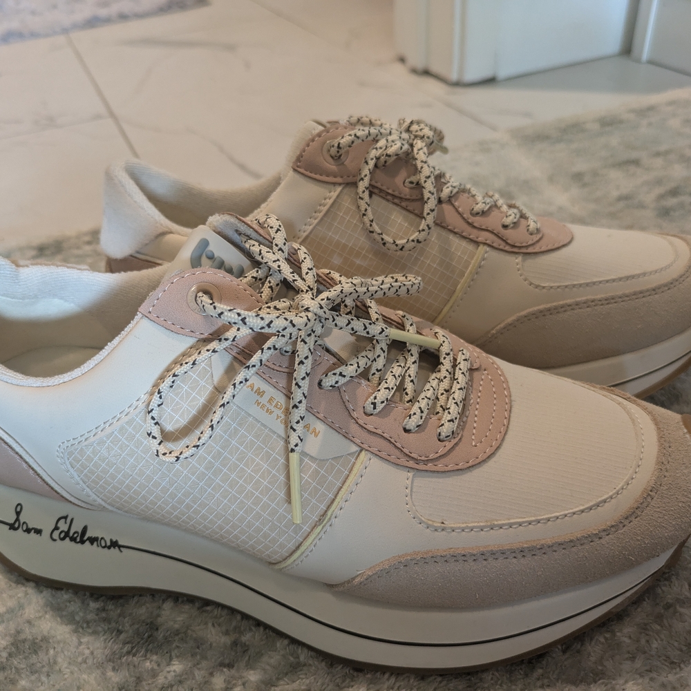 Sam Edelman Women's Cream and Pink Sneakers